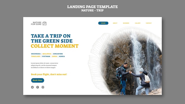 PSD landingpage für naturreisen