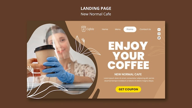 PSD landingpage für neues normales cafe