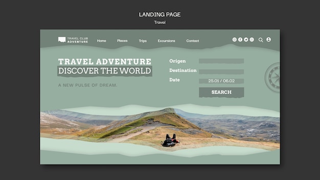 PSD landingpage für reiseabenteuer