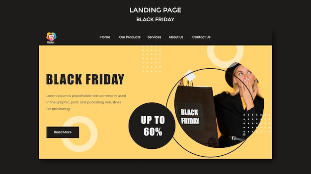 Landingpage schwarz Freitag Vorlage