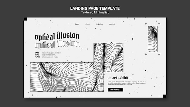 PSD landingpage-vorlage der optischen täuschungskunstausstellung