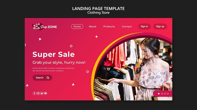 PSD landingpage-vorlage des bekleidungsgeschäftskonzepts