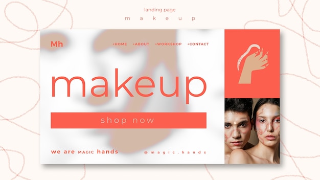 PSD landingpage-vorlage des make-up-konzepts