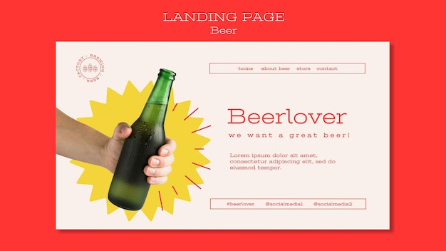 PSD landingpage-vorlage für bierliebhaber