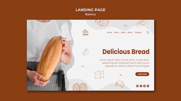 PSD landingpage-vorlage für brotbackerei