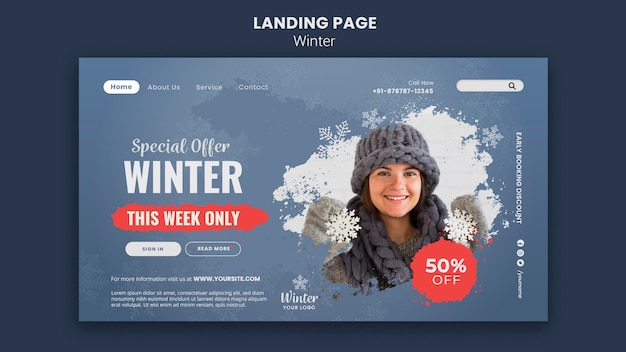 PSD landingpage-vorlage für das winterdesign