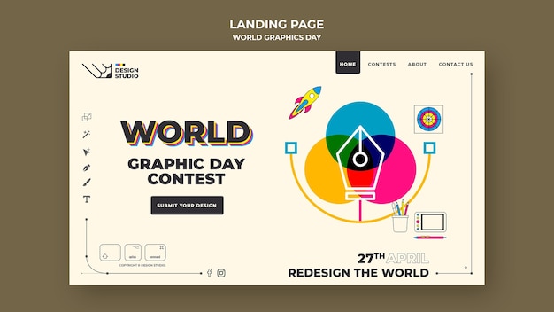 Landingpage-vorlage für den weltgrafiktag