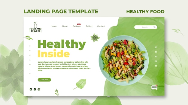 Landingpage-Vorlage für ein gesundes Lebensmittelkonzept