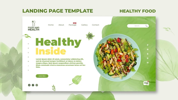 PSD landingpage-vorlage für ein gesundes lebensmittelkonzept