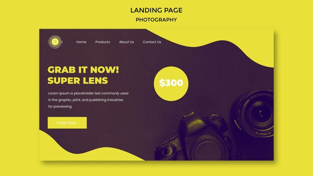 PSD landingpage-vorlage für fotografie-anzeigen