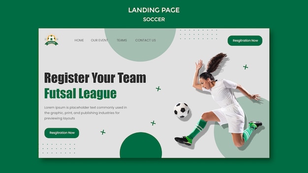 PSD landingpage-vorlage für frauenfußballliga