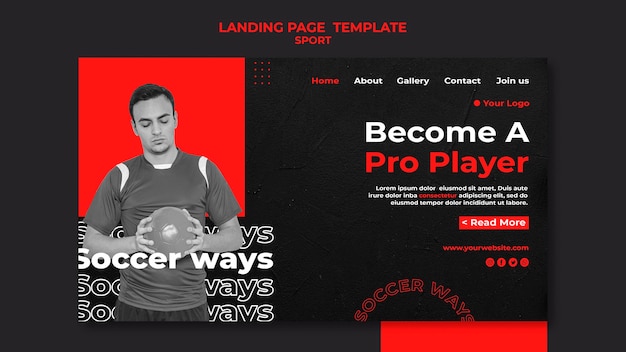Landingpage-Vorlage für Fußballspieler