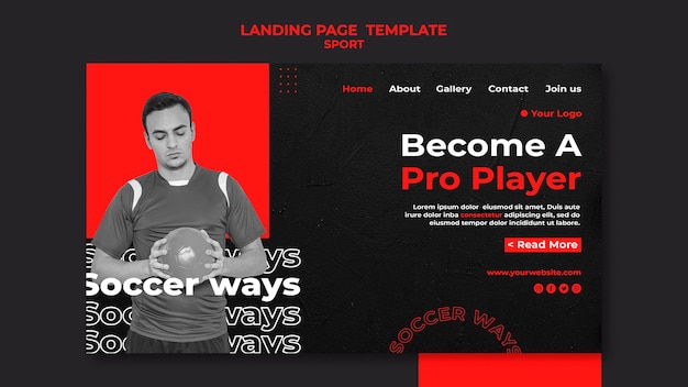 Landingpage-vorlage für fußballspieler