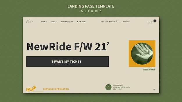 PSD landingpage-vorlage für herbstabenteuer im wald