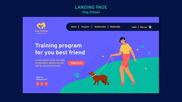 PSD landingpage-vorlage für hundeschulkonzept