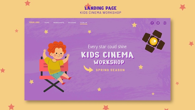 PSD landingpage-vorlage für kinderkino