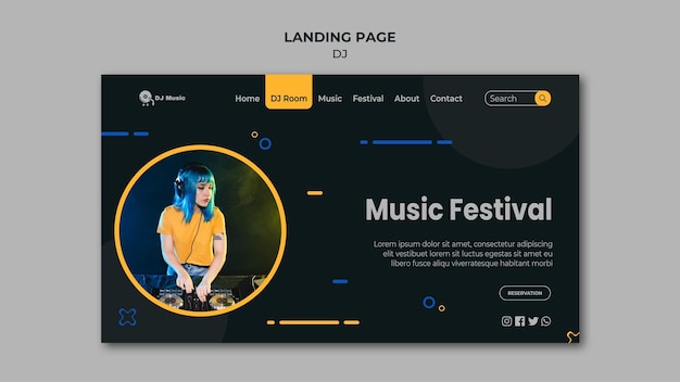 PSD landingpage-vorlage für musikfestival