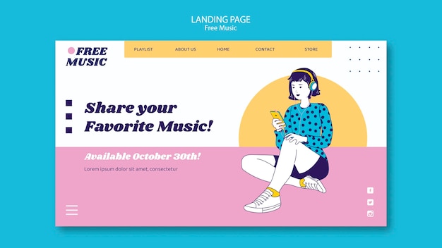 Landingpage-vorlage für musikkonzept