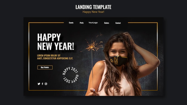 Landingpage-vorlage für neujahrsfeier