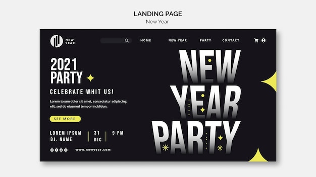 Landingpage-Vorlage für Neujahrsparty