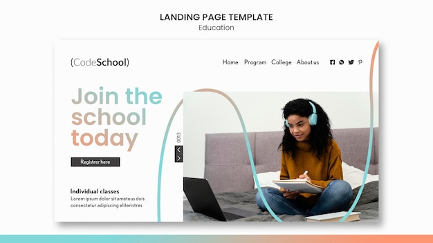 PSD landingpage-vorlage für online-programmierschule