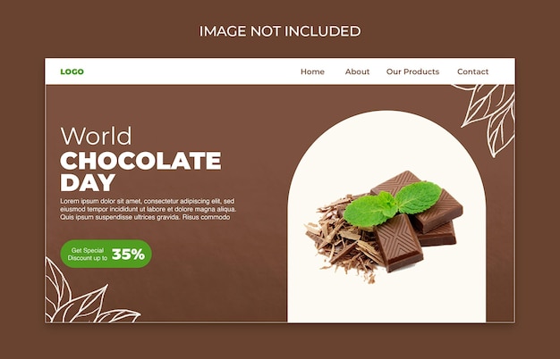 PSD landingpage-vorlage für schokoladen-website