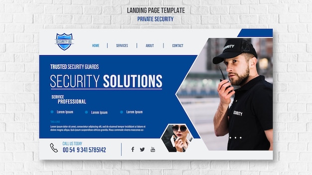 Landingpage-vorlage für sicherheitsdienste