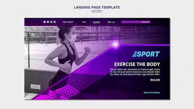 PSD landingpage-vorlage für sportliche aktivitäten