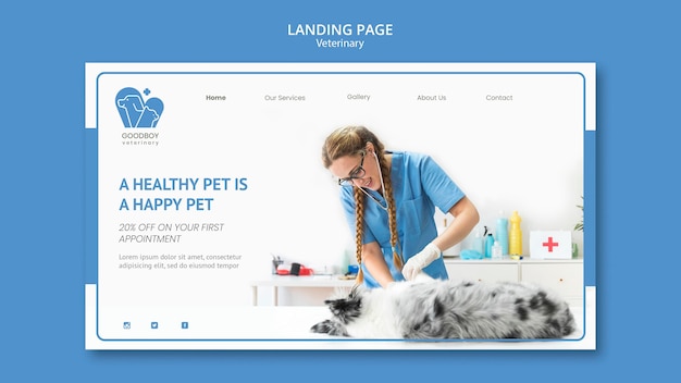 PSD landingpage-vorlage für tierkliniken