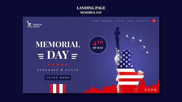 Landingpage-vorlage für usa-gedenktag