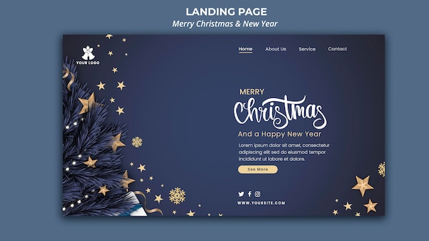 Landingpage-vorlage für weihnachten und neujahr