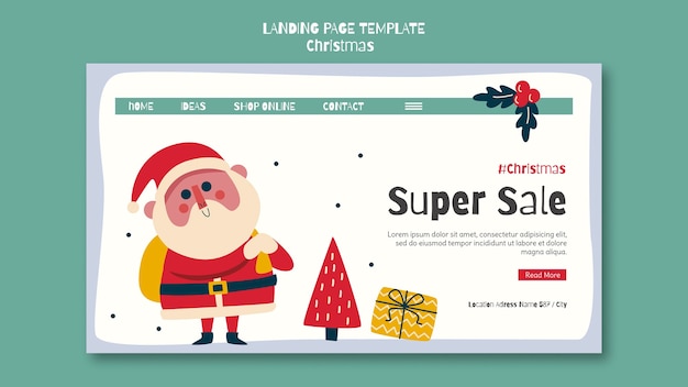 Landingpage-vorlage für weihnachtseinkaufsverkauf