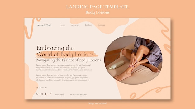 Landingpage-vorlage, körperlotion, besondere haut für frauen