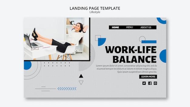 PSD landingpage-vorlage zur vereinbarkeit von berufs- und privatleben