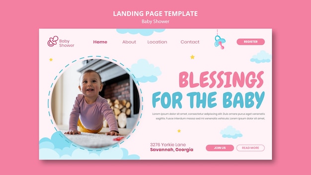 Landingpage-Vorlagendesign für die Babyparty