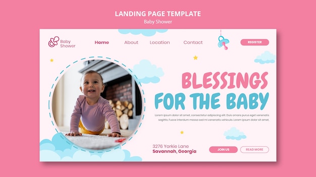 Landingpage-vorlagendesign für die babyparty