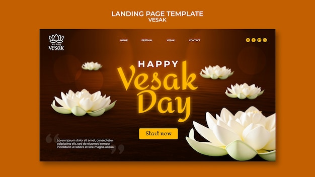 Landingpage-vorlagendesign für gradienten-vesak-feier