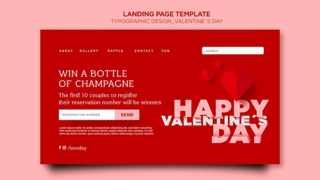 Landingpage zum Valentinstag mit Herzen