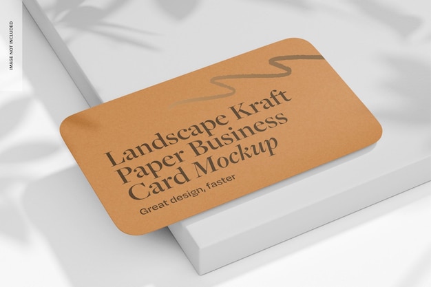 Landscape Kraft Paper Business Card Mockup Perspettiva