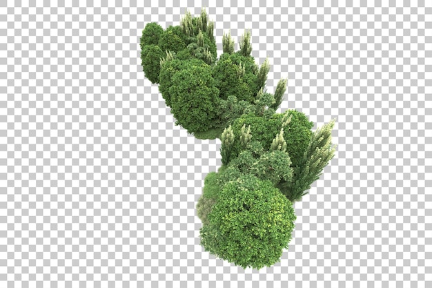 Landschaftsanordnung isoliert auf transparentem Hintergrund, 3D-Darstellung