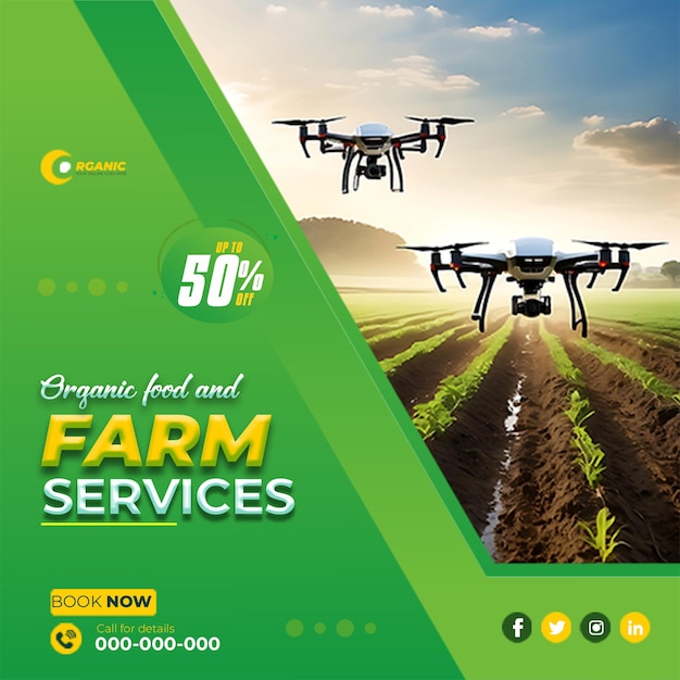 PSD landwirtschaft garten landwirtschaft und landwirtschaftliche dienstleistungen social media post banner template ai generiert