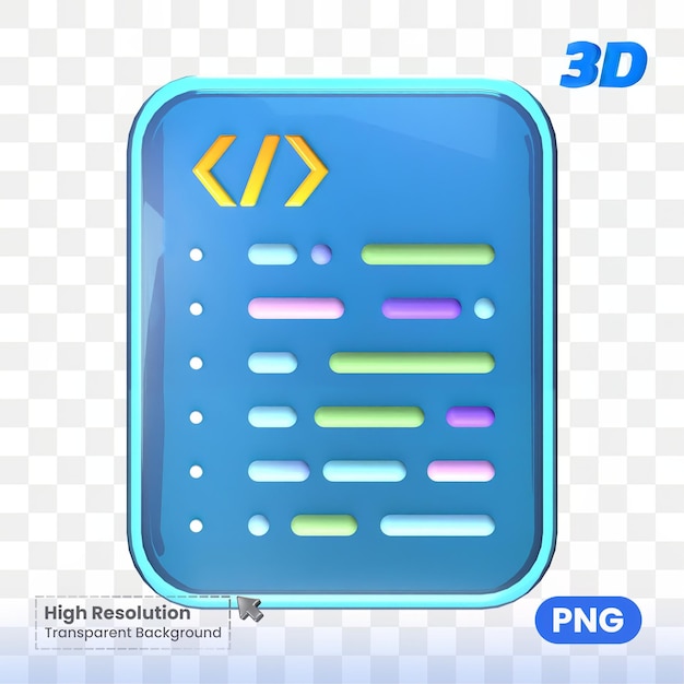 PSD langage de programmation de codage illustration 3d psd fond transparent