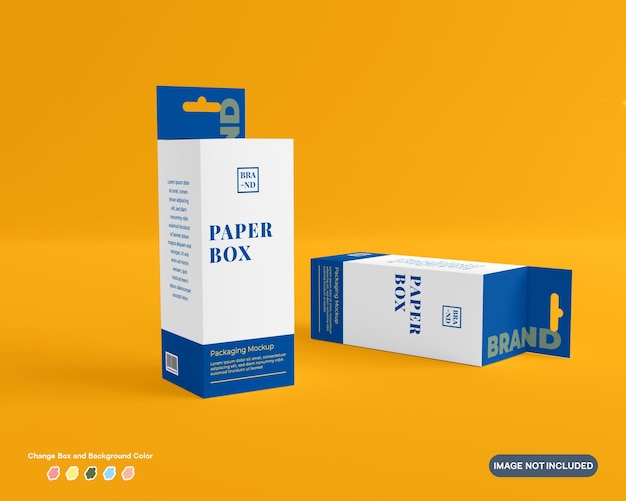 Lange rechteckige hängende Papierbox-Mockup-Branding-Logo oder Produktpräsentation isolierter Hintergrund