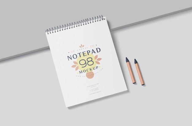 Langes Rechteck Ringed Notepad Mockup