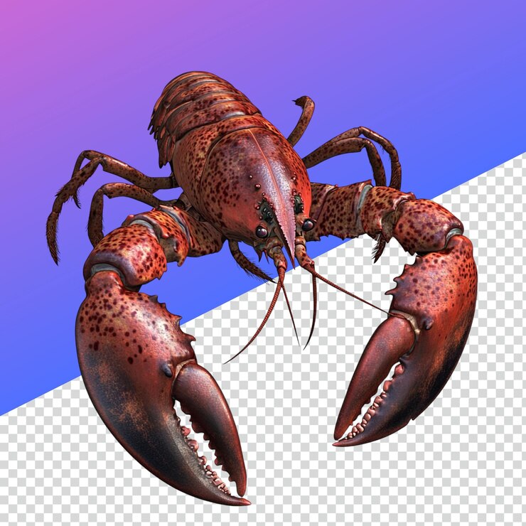 PSD langosta roja fresca en fondo blanco para el menú de mariscos