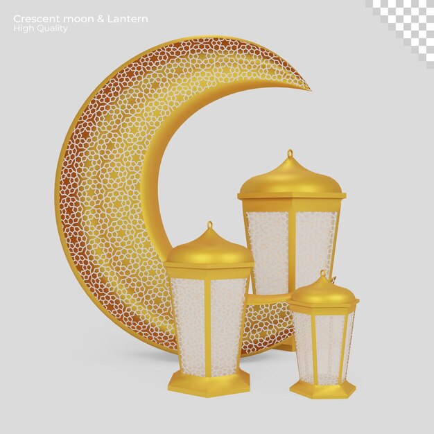 Lanterna de ouro e crescente para fundo de ramadan kareem