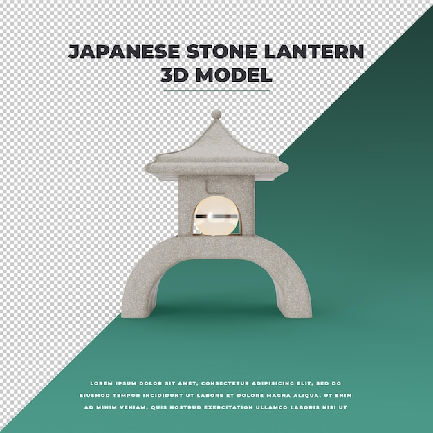 Lanterna de Pedra Japonesa 3D Curva Inferior