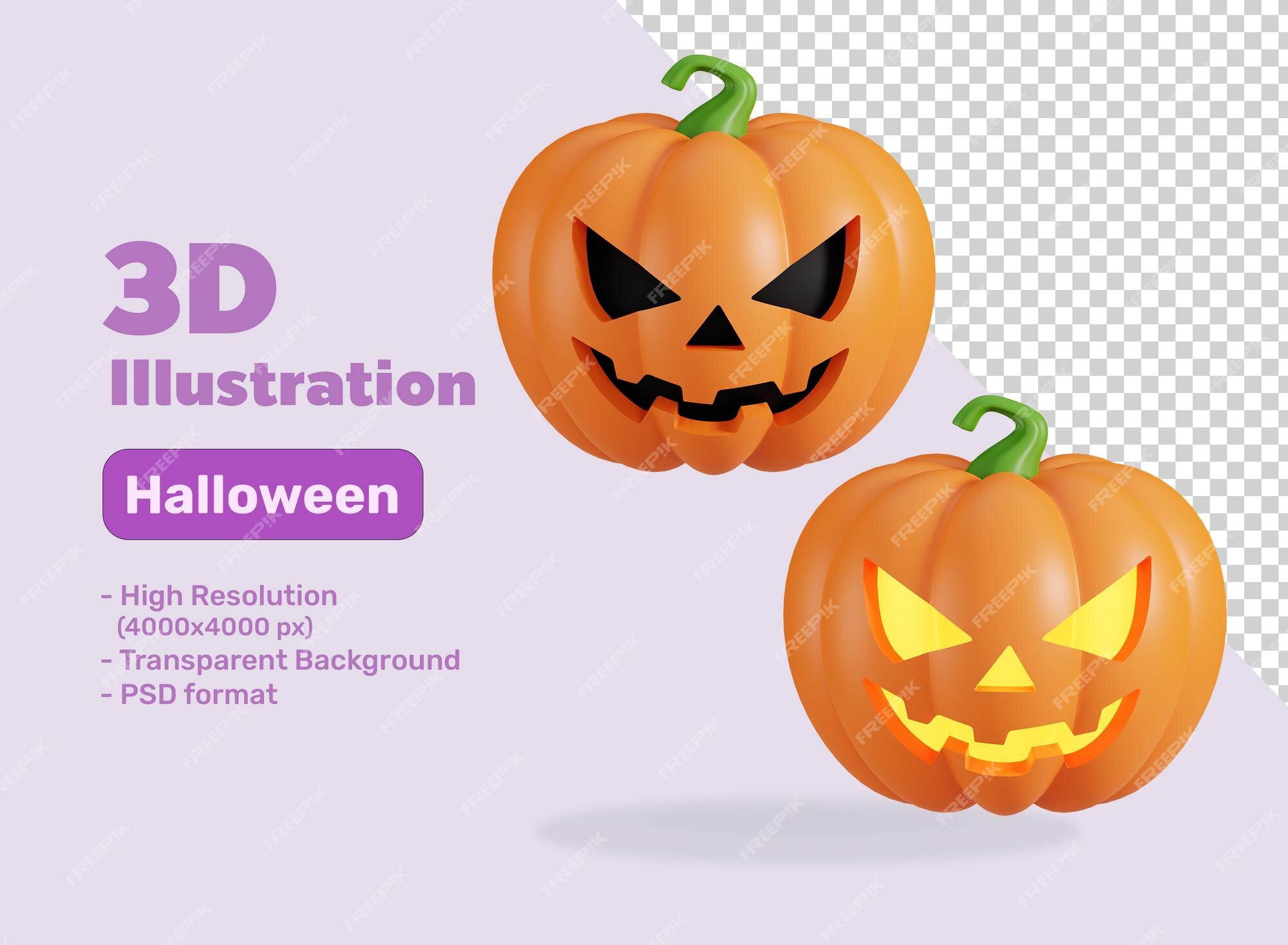 Elemento 3D Rosto Assustador de Halloween para Composição PSD