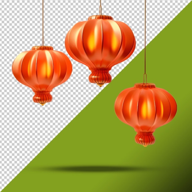 PSD lanternas chinesas com fundo transparente em formato png