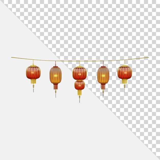 PSD lanterne chinoise traditionnelle 3d définie objet isolé